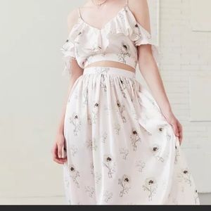 Brand new silk crop top and skirt set